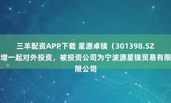 三羊配资APP下载 星源卓镁（301398.SZ）新增一起对外投资，被投资公司为宁波源星镁贸易有限公司