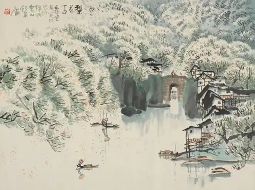 他的山水画设色绝妙,连李可染看了都夸这山水画用色太好了