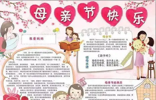 母亲节手抄报贺卡素材大全好词佳句班会资源,快给孩子收藏吧
