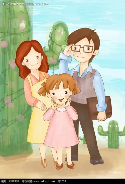 手绘一家三口人物插画psd素材免费下载红动网