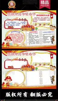 消防安全小报校园安全手抄报防火灾电子小报素材图片模板下载