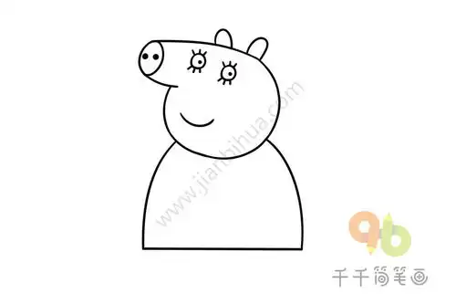 粉红猪小妹猪妈妈简笔画步骤图