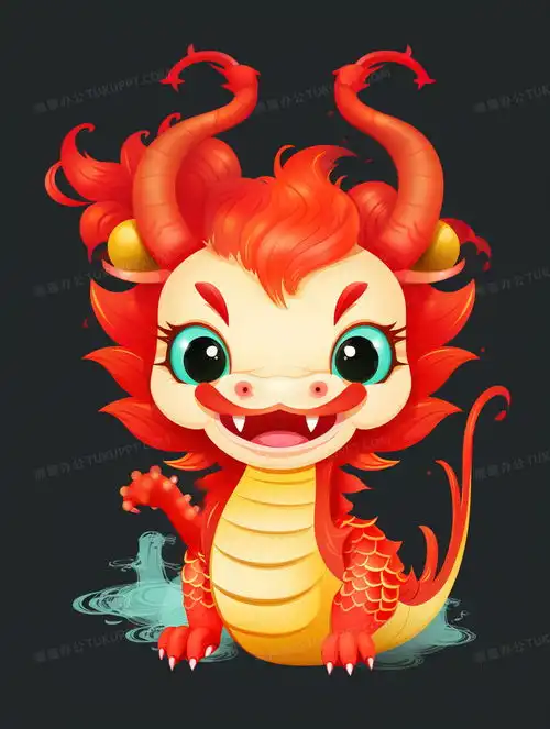 红色喷火龙卡通龙简笔画插画图片素材下载jpg格式熊猫办公