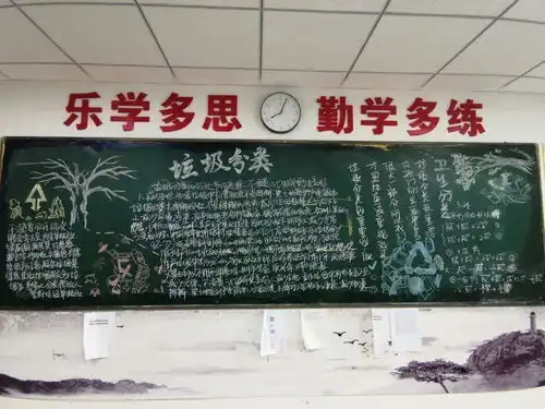 积极参与垃圾分类,共创和谐绿色校园记高一五月保护环境,垃圾分类黑板报活动
