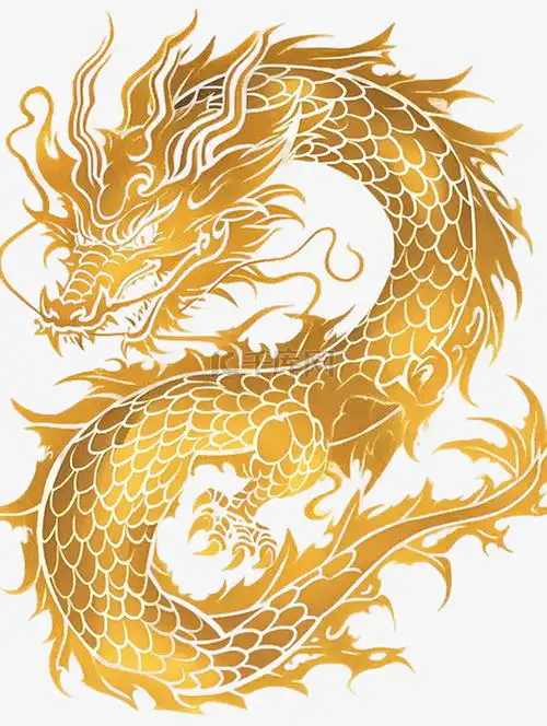 龙年十二生肖龙剪纸金箔材质金色剪纸素材图片免费下载千库网