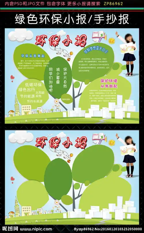 绿色环保小报环境电子手抄报图片
