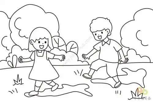 小学一年级语文踩影子简笔画