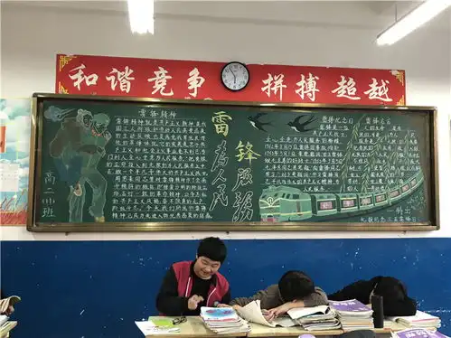 高二年级学雷锋,树新风优秀黑板报