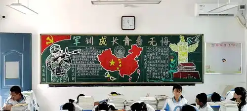 蒙城一中东校区军训黑板报新鲜出炉高一年级大胆秀出风采