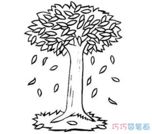 秋天落叶要怎么画简单漂亮秋天简笔画图片