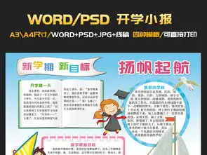 扬帆起航新学期新目标开学暑假电子小报图片素材psd模板下载100.42mb语文手抄报大全学科手抄报