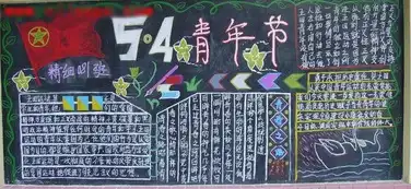 五四青年节黑板报青春无比精彩