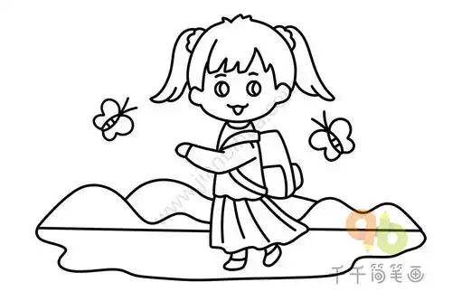 清明节小女孩简笔画