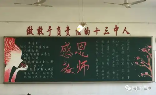 南昌十三中感恩教师节主题黑板报展示