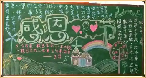 2019年感恩节黑板报小学6张6
