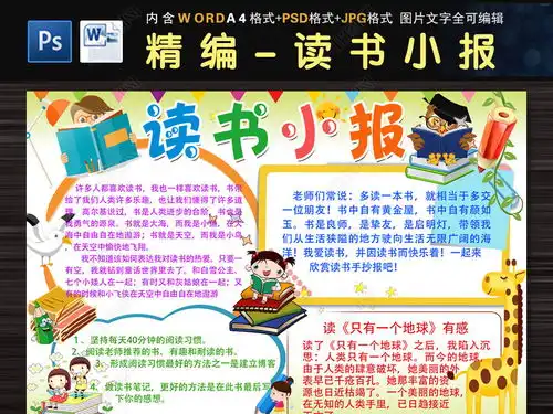 简单好看读书小报读后感阅读小报完整模板图片下载