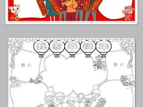 2019春节新年我家幸福年手抄报设计模板图片psd图下载元旦手抄报大全编号19177546