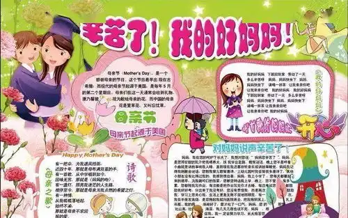 母亲节手抄报贺卡素材大全好词佳句班会资源,快给孩子收藏吧