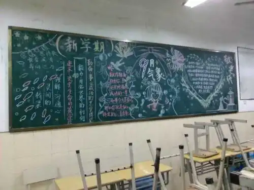 高一年级黑板上的绚烂之梦迎开学与教师节主题黑板报评比