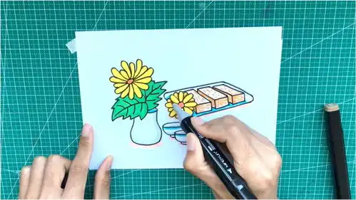 重阳节小素材简笔画菊花的画法,适合中小学生手抄报和黑板报