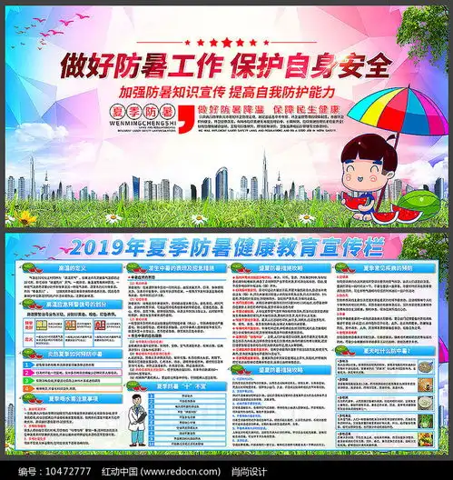 2019年简约夏季防暑宣传展板
