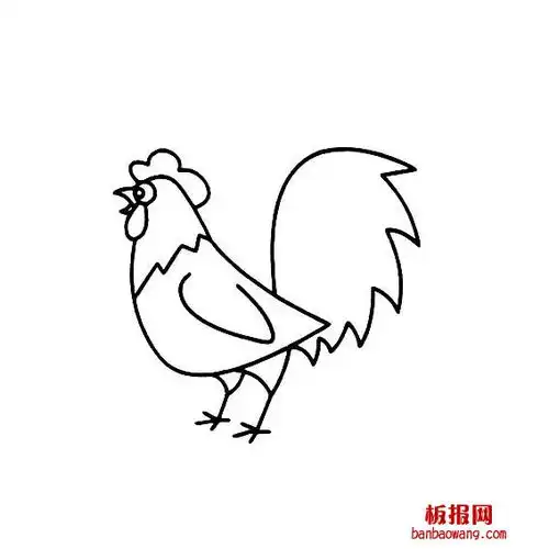 喔喔叫的大公鸡画法