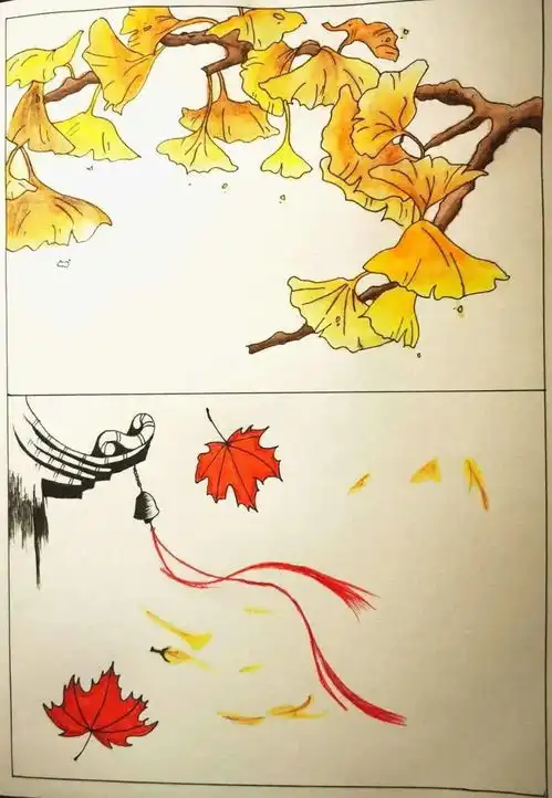留秋色叶中有画,画中有叶
