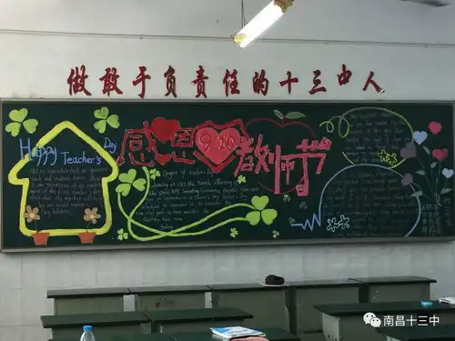 南昌十三中感恩教师节主题黑板报展示