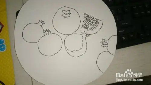 四年级中秋国庆主题画石榴儿童画