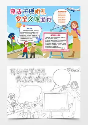 文明出行手抄报模板下载文明出行手抄报图片设计素材熊猫办公