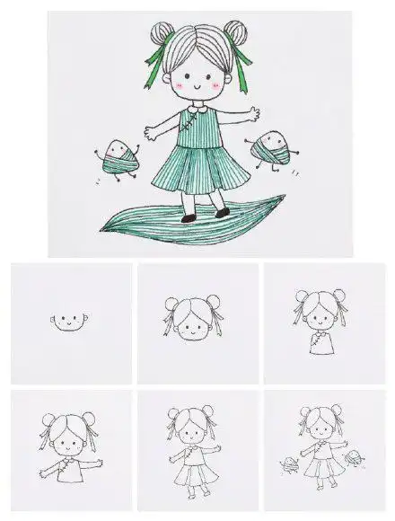 美术蛙q版人物简笔画,新手也能立刻上手的小插画