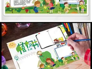 312植树节环保小报为地球添一份绿手抄报图片模板下载