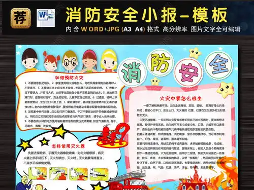 校园消防安全知识小报海报防火小报完整版图片模板下载