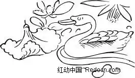 中国古典图案荷花荷叶和游泳的鹅构成的图案ai素材免费下载红动网