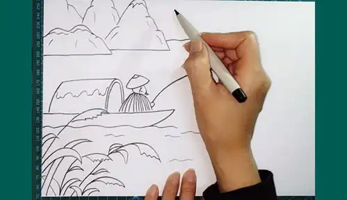 古诗简笔画江雪,简单好看幼儿园小学背古诗词,手抄报