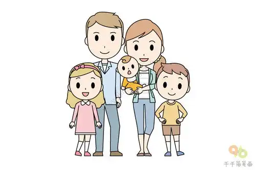 幸福的一家五口简笔画