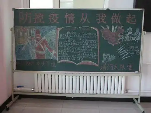 基层之声塔河大队平安路消防救援站精心制作防疫主题板报