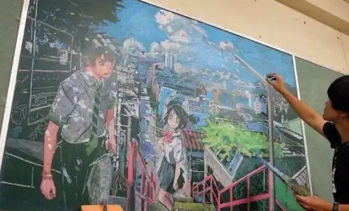 初中生黑板报火了,粉笔画令人惊艳,就连美术老师都赞不绝口