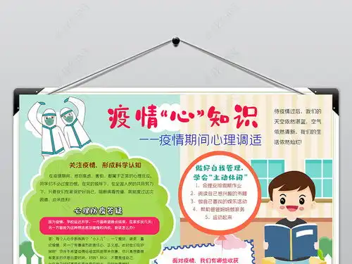 新型冠状病毒抗击疫情心理健康手抄报小报图片模板下载