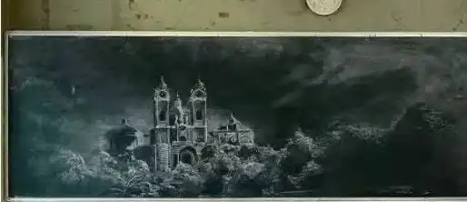 某中学阴间黑板报,画风很诡异,学生在教室感觉背后发凉