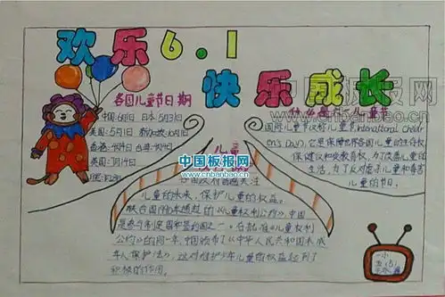 小学生四年级主题童心飞翔,快乐成长手抄报