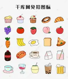 像素风食物水果饮料甜品图标组合素材图片免费下载千库网