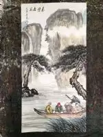 纯手工绘画,本地名家,人物画配山水画国画,苏东坡夜游赤壁图