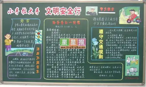 小手拉大手文明安全行黑板报
